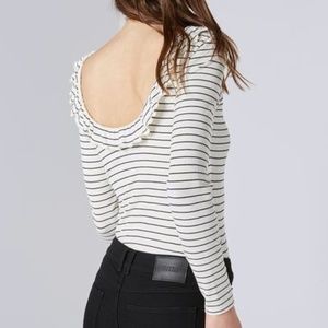Claudie Pierlot Trevor Ruffle Stripe Scoop Back